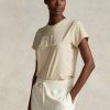 Beige Damen Ralph Lauren Rl-suede-applique Jersey T Shirts