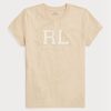 Beige Damen Ralph Lauren Rl-suede-applique Jersey T Shirts