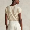 Beige Damen Ralph Lauren Rl-suede-applique Jersey T Shirts