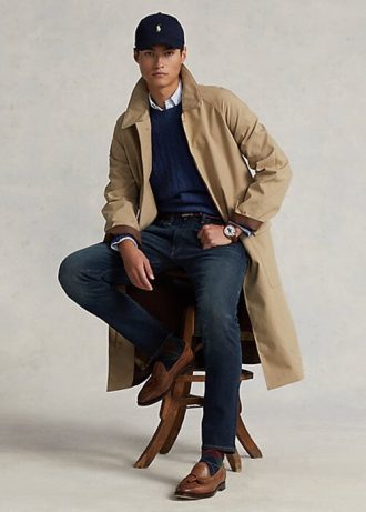 Beige Herren Ralph Lauren gewebte Baumwoll-Wandermäntel