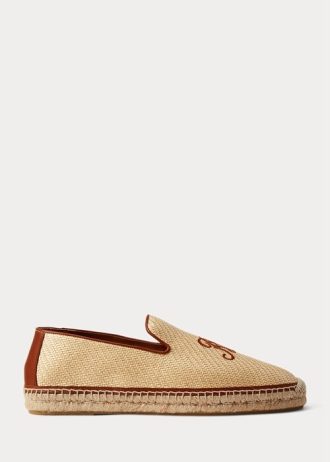 Beige Polo Ralph Lauren Canvas-Loafer mit Stickerei für Herren