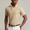 Beige Poloshirts aus Mesh für Herren von Ralph Lauren im Custom-Slim-Fit Beige Poloshirts aus Mesh für Herren von Ralph Lauren im Custom-Slim-Fit
