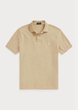Beige Poloshirts aus Mesh für Herren von Ralph Lauren im Custom-Slim-Fit