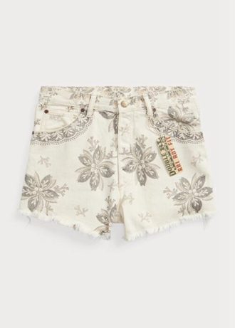 Beige Ralph Lauren Boy Fit Seeded Natural Denim-Shorts für Damen
