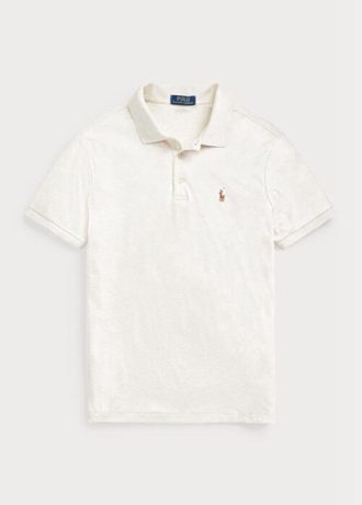 Beige Ralph Lauren Custom Slim Fit Poloshirts aus weicher Baumwolle für Herren
