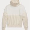 Beige Ralph Lauren Damen-Sweatshirts mit Trichterhalsausschnitt und Einsätzen aus Fleece Beige Ralph Lauren Damen-Sweatshirts mit Trichterhalsausschnitt und Einsätzen aus Fleece