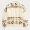 Beige Ralph Lauren Fleece-Pullover mit Fair-Isle-Motiv in Ton für Damen