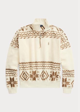 Beige Ralph Lauren Fleece-Pullover mit Fair-Isle-Motiv in Ton für Damen