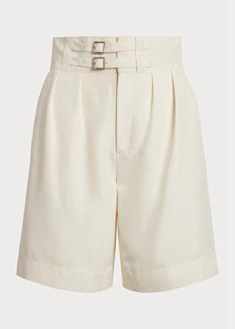 Beige Ralph Lauren Francine Shorts aus Shantung-Seide für Damen