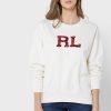 Beige Ralph Lauren Graphic Strick-Sweatshirts für Damen