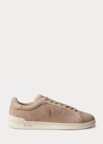 Beige Ralph Lauren Heritage Court II Wildleder-Sneaker für Herren