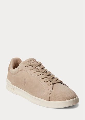 Beige Ralph Lauren Heritage Court II Wildleder-Sneaker für Herren