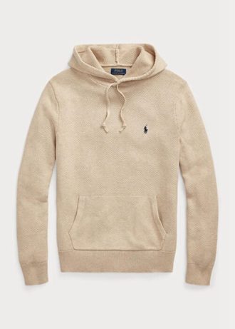 Beige Ralph Lauren Herren Pullover mit Kapuze aus strukturierter Baumwolle