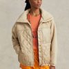 Beige Ralph Lauren Hybrid-Jacken mit hochflorigem und Ripstop-Einsatz für Damen Beige Ralph Lauren Hybrid-Jacken mit hochflorigem und Ripstop-Einsatz für Damen