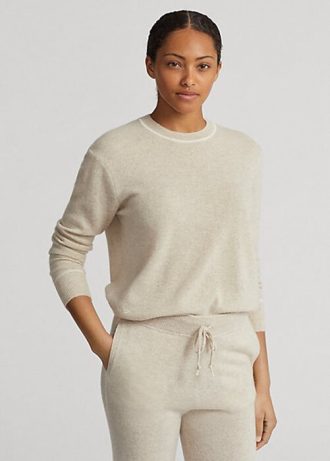 Beige Ralph Lauren Kaschmirpullover mit Rundhalsausschnitt für Damen