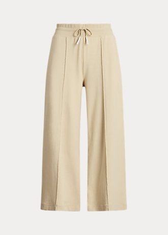 Beige Ralph Lauren – Kurze Fleecehose mit weitem Bein für Damen