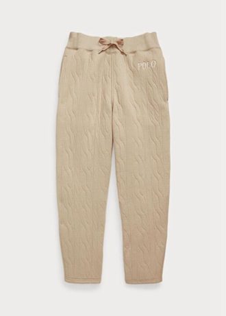 Beige Ralph Lauren Logo-Hosen aus Jersey mit Zopfmuster für Damen