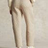 Beige Ralph Lauren Logo-Hosen aus Jersey mit Zopfmuster für Damen Beige Ralph Lauren Logo-Hosen aus Jersey mit Zopfmuster für Damen