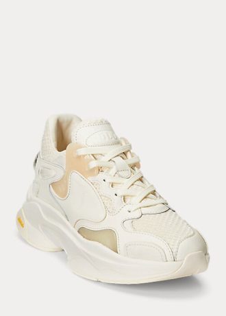 Beige Ralph Lauren Logo Tech Sneakers für Damen