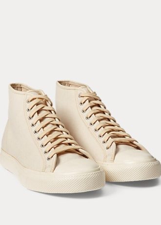 Beige Ralph Lauren Mayport Canvas-Sneakers für Damen