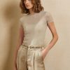 Beige Ralph Lauren Mesh-Kurzarmpullover für Damen Beige Ralph Lauren Mesh-Kurzarmpullover für Damen