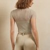 Beige Ralph Lauren Mesh-Kurzarmpullover für Damen Beige Ralph Lauren Mesh-Kurzarmpullover für Damen