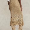 Beige Ralph Lauren Pointelle-Strickröcke mit Makramee-Fransen für Damen Beige Ralph Lauren Pointelle-Strickröcke mit Makramee-Fransen für Damen