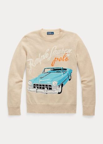 Beige Ralph Lauren Pullover aus Kaschmirmischung mit AR-Motiv für Damen