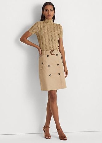 Beige Ralph Lauren Röcke aus mikrogeschliffenem Twill mit Gürtel für Damen