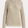 Beige Ralph Lauren Rollkragenpullover aus Seide mit Verzierung für Damen Beige Ralph Lauren Rollkragenpullover aus Seide mit Verzierung für Damen