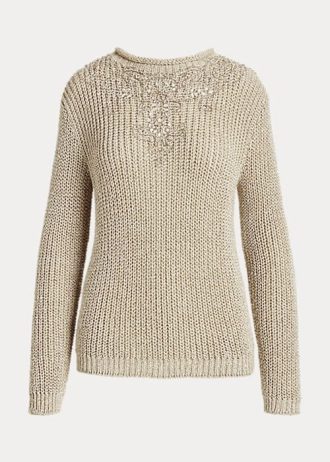 Beige Ralph Lauren Rollkragenpullover aus Seide mit Verzierung für Damen