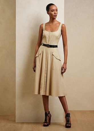 Beige Ralph Lauren Semira Tageskleid aus Wollgabardine für Damen