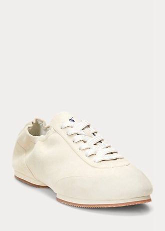 Beige Ralph Lauren The Suede Pony Ballerina-Sneakers für Damen