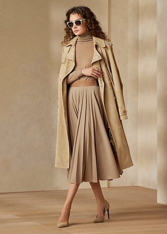 Beige Ralph Lauren Witley Stretch-Flanellröcke für Damen