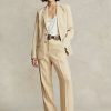 Beige Ralph Lauren – Kurze Leinenhose mit geradem Bein für Damen