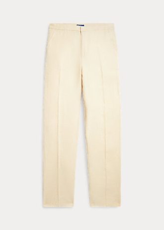 Beige Ralph Lauren – Kurze Leinenhose mit geradem Bein für Damen