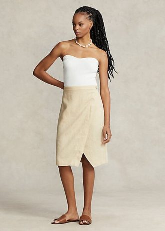 Beige Wickelröcke aus Leinen von Ralph Lauren für Damen