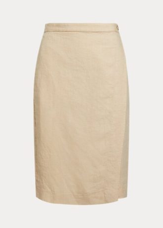 Beige Wickelröcke aus Leinen von Ralph Lauren für Damen