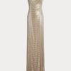 Beiges, verziertes Abendkleid Collingwood von Ralph Lauren für Damen Beiges, verziertes Abendkleid Collingwood von Ralph Lauren für Damen
