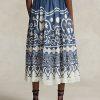 Blau / Weiß Damen Ralph Lauren Print Perlen Voile A-Linie Röcke