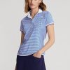 Blau/Weiß gestreifte Jersey-Poloshirts von Ralph Lauren für Damen Blau/Weiß gestreifte Jersey-Poloshirts von Ralph Lauren für Damen