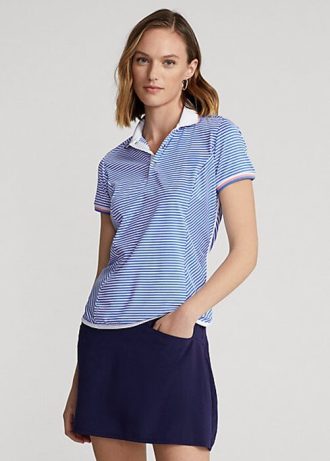 Blau/Weiß gestreifte Jersey-Poloshirts von Ralph Lauren für Damen