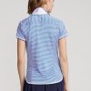 Blau/Weiß gestreifte Jersey-Poloshirts von Ralph Lauren für Damen Blau/Weiß gestreifte Jersey-Poloshirts von Ralph Lauren für Damen