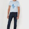 Blaue bedruckte T-Shirts mit Rundhalsausschnitt von Ralph Lauren für Herren
