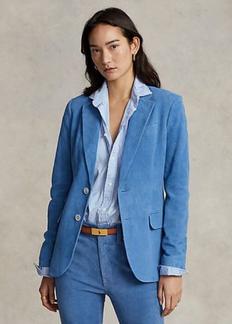 Blaue Blazer aus Lammfell-Wildleder für Damen von Ralph Lauren