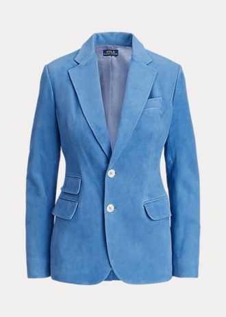 Blaue Blazer aus Lammfell-Wildleder für Damen von Ralph Lauren