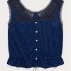 Blaue Camisole-Oberteile mit Häkelbesatz für Damen von Ralph Lauren Indigo Blaue Camisole-Oberteile mit Häkelbesatz für Damen von Ralph Lauren Indigo