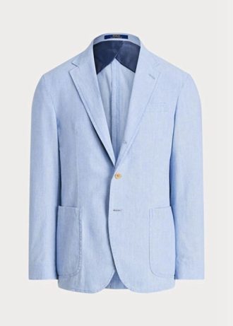 Blaue Chambray-Anzugsakkos von Ralph Lauren für Herren