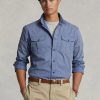 Blaue Chino-Arbeitshemden im Classic Fit von Ralph Lauren für Herren Blaue Chino-Arbeitshemden im Classic Fit von Ralph Lauren für Herren