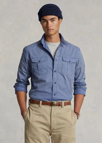Blaue Chino-Arbeitshemden im Classic Fit von Ralph Lauren für Herren